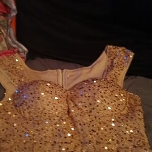 Dazzling Gold Sequin Prom Dress